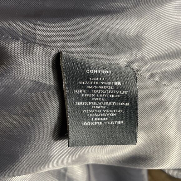 Vince Camuto Womens Small S Grey Black Wool Blend Jacket Coat Faux Leather - Picture 8 of 8